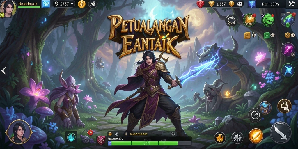 Tampilan screenshot 2757 menampilkan aksi pertarungan epik di dunia fantasi.