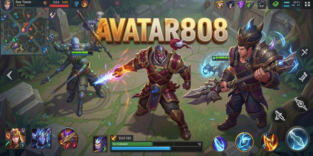 Tampilan gameplay MOBA yang intens dan seru di AVATAR808.