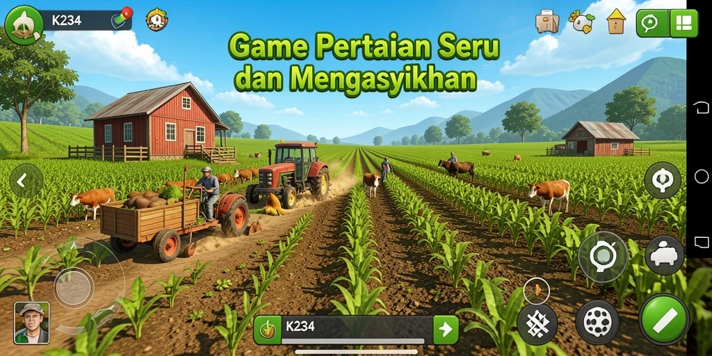 Screenshot menampilkan aktivitas bertani seru dalam K234.