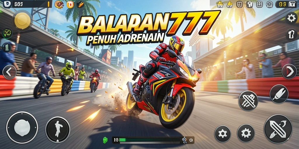 Gameplay balapan motor yang seru dan mendebarkan.