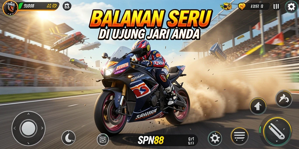 Tampilan menarik dari gameplay balapan motor SPN88.