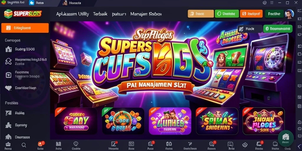 Screenshot utama SUPERSLOTS menampilkan antarmuka aplikasi yang sederhana dan fungsional.
